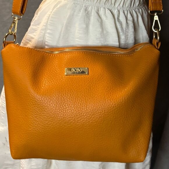 BCBG Paris Autumn “Basketball” Orange Adjustable CrossBody Hobo Bag - Picture 2 of 14